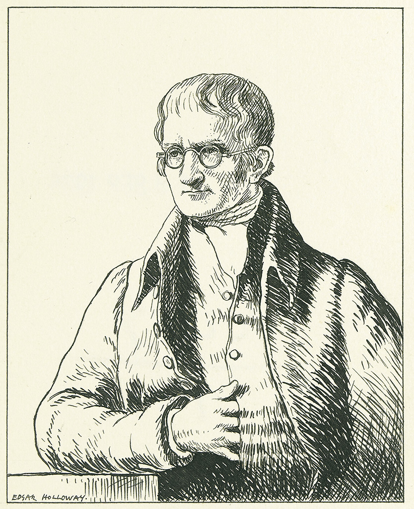 EDGAR HOLLOWAY. Group of 25 drawings of modern and ancient scientists
